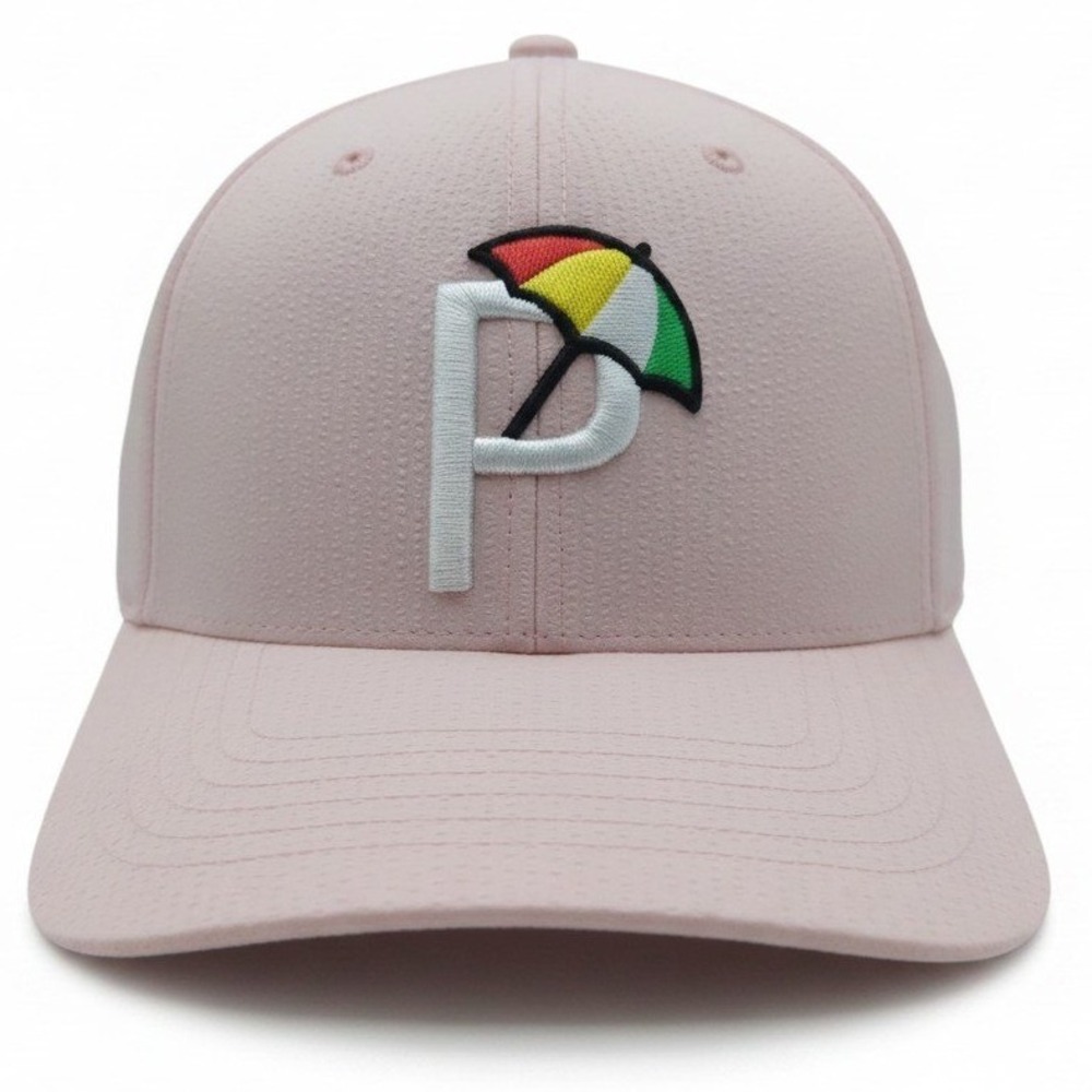 PUMA x Arnold Palmer Seersucker Golf Hat Pale Pink 6 Panel Snapback